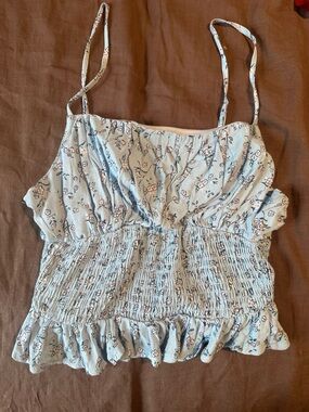 Light Blue Floral Smocked Cami Top